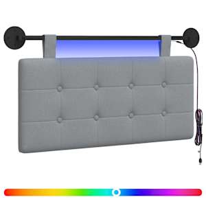 Závěsné čelo postele S LED osvětlením Světle šedá Textil - obrázek 2
