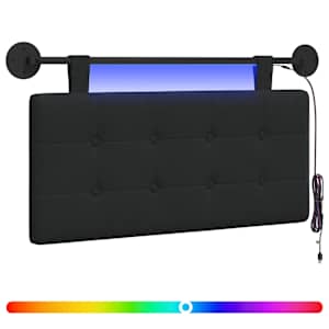 Závěsné čelo postele S LED osvětlením Černá Textil - obrázek 2