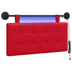 vidaXL Rippuv voodipeats LED-valgustusega Punane Kunstnahk