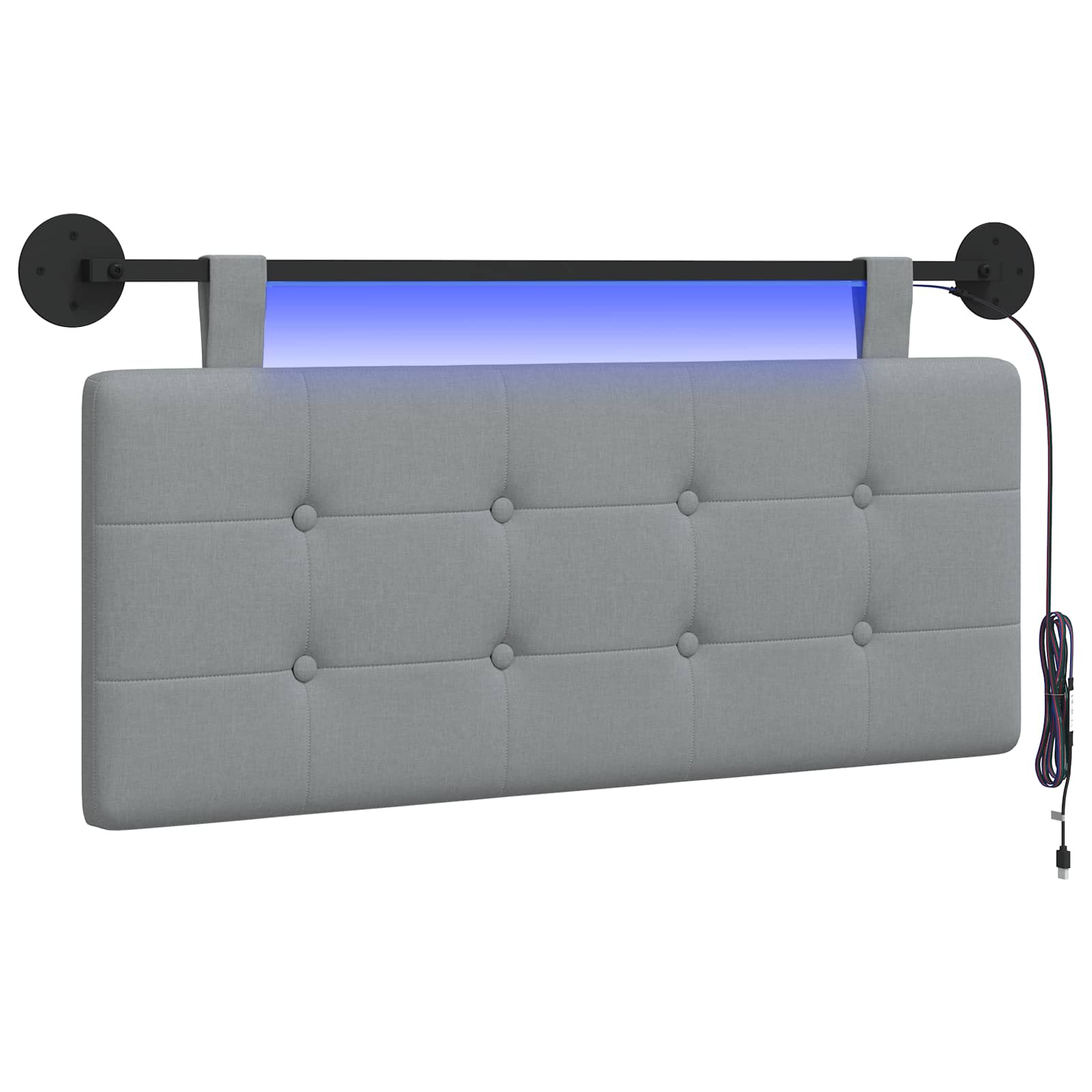 vidaXL Hangend hoofdbord Lichtgrijs Stof, foto 3