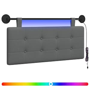 Závěsné čelo postele S LED osvětlením Tmavě šedá Textil - obrázek 2