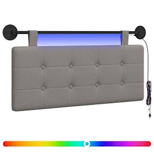Závěsné čelo postele S LED osvětlením Taupe Textil - obrázek 2