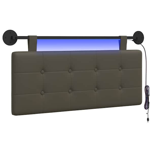 vidaXL Rippuv voodipeats LED-valgustusega Hall Kunstnahk