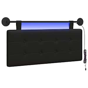 vidaXL Rippuv voodipeats LED-valgustusega Must Kunstnahk
