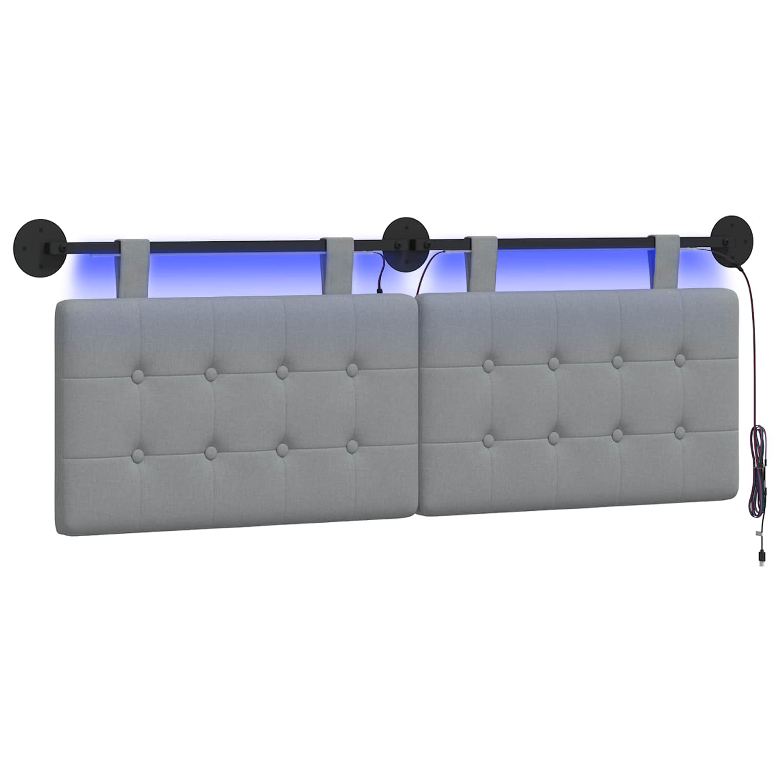 vidaXL Hangend hoofdbord Lichtgrijs Stof, foto 3