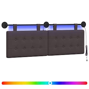 Závěsné čelo postele S LED osvětlením Tmavě hnědá Textil - obrázek 2