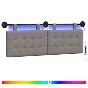 Závěsné čelo postele S LED osvětlením Taupe Textil - obrázek 2