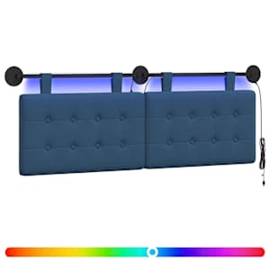 Závěsné čelo postele S LED osvětlením Modrá Textil - obrázek 2