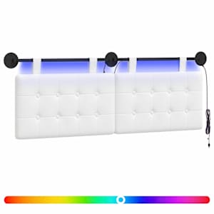 Závěsné čelo postele S LED osvětlením Bílá Textil - obrázek 2