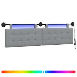 Závěsné čelo postele S LED osvětlením Světle šedá Textil - obrázek 2