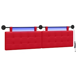 vidaXL Rippuv voodipeats LED-valgustusega Punane Kunstnahk