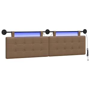 vidaXL Rippuv voodipeats LED-valgustusega Cappuccino Kunstnahk