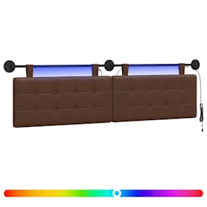 vidaXL Rippuv voodipeats LED-valgustusega Pruun Kunstnahk