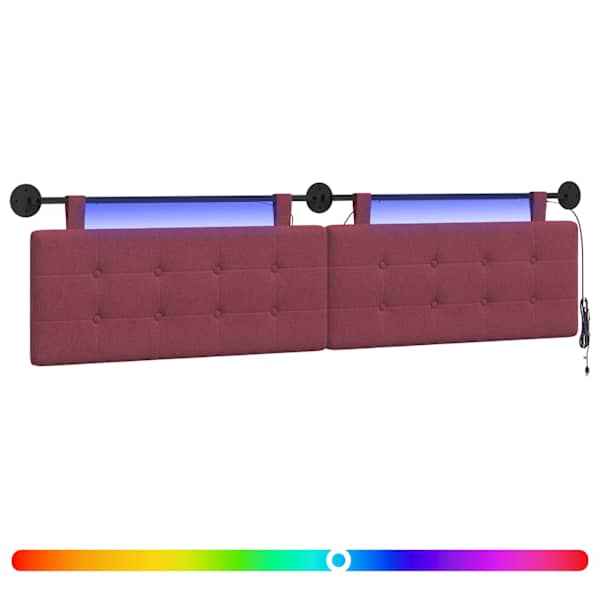 vidaXL Rippuv voodipeats LED-valgustusega Veinpunane kangas