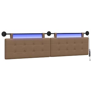 vidaXL Rippuv voodipeats LED-valgustusega Cappuccino Kunstnahk