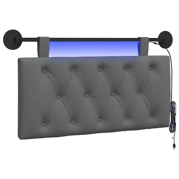vidaXL Rippuv voodipeats LED-valgustusega Tumehall kangas
