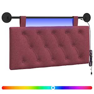 vidaXL Rippuv voodipeats LED-valgustusega Veinpunane kangas
