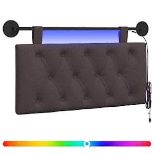 vidaXL Rippuv voodipeats LED-valgustusega Tume pruun kangas