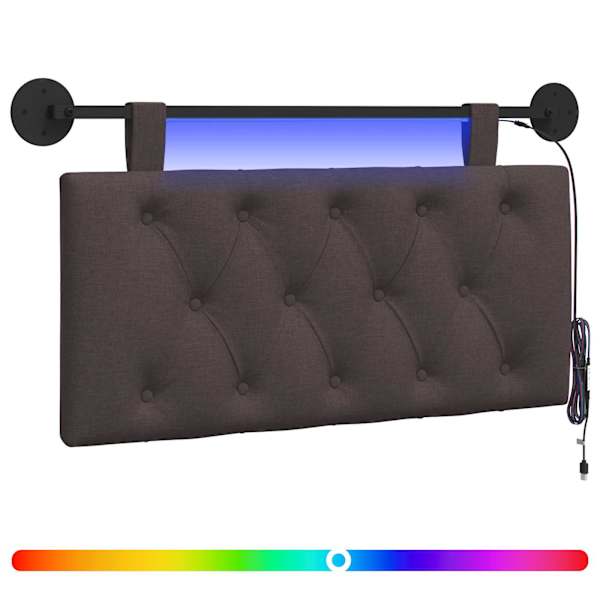 vidaXL Rippuv voodipeats LED-valgustusega Tume pruun kangas