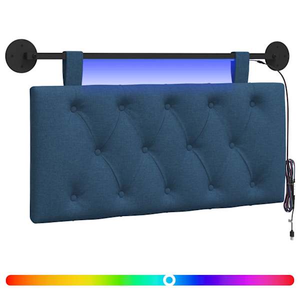 vidaXL Rippuv voodipeats LED-valgustusega Sinine kangas