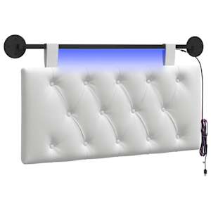 vidaXL Rippuv voodipeats LED-valgustusega Valge kangas