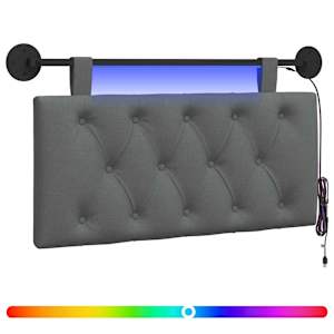 Závěsné čelo postele S LED osvětlením Tmavě šedá Textil - obrázek 2