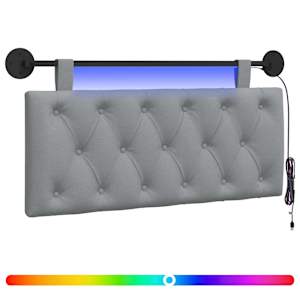 Závěsné čelo postele S LED osvětlením Světle šedá Textil - obrázek 2