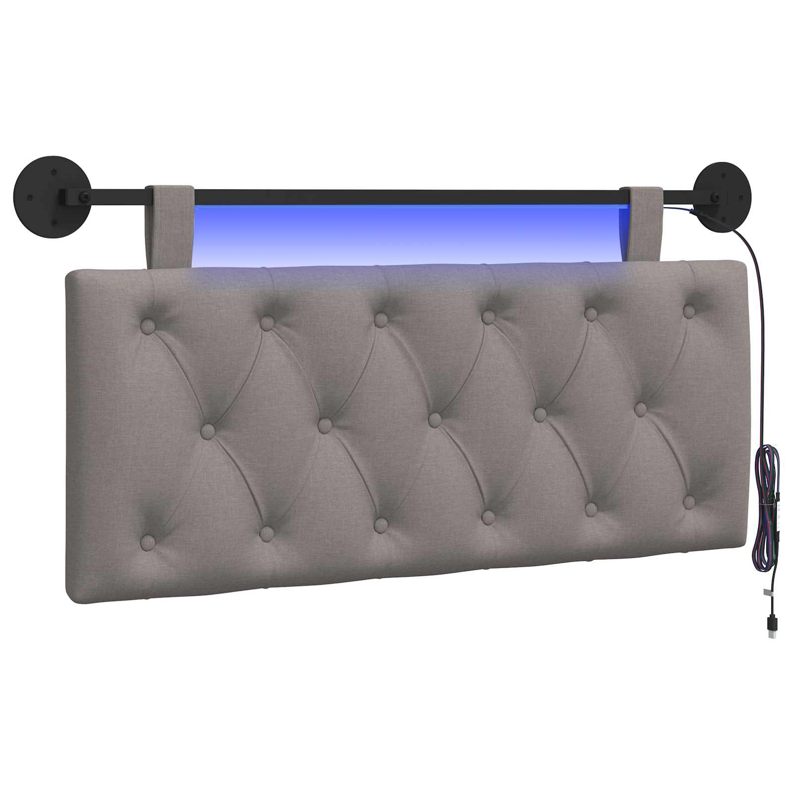 vidaXL Hangend hoofdbord Taupe Stof, foto 3