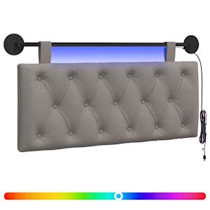 Závěsné čelo postele S LED osvětlením Taupe Textil - obrázek 2