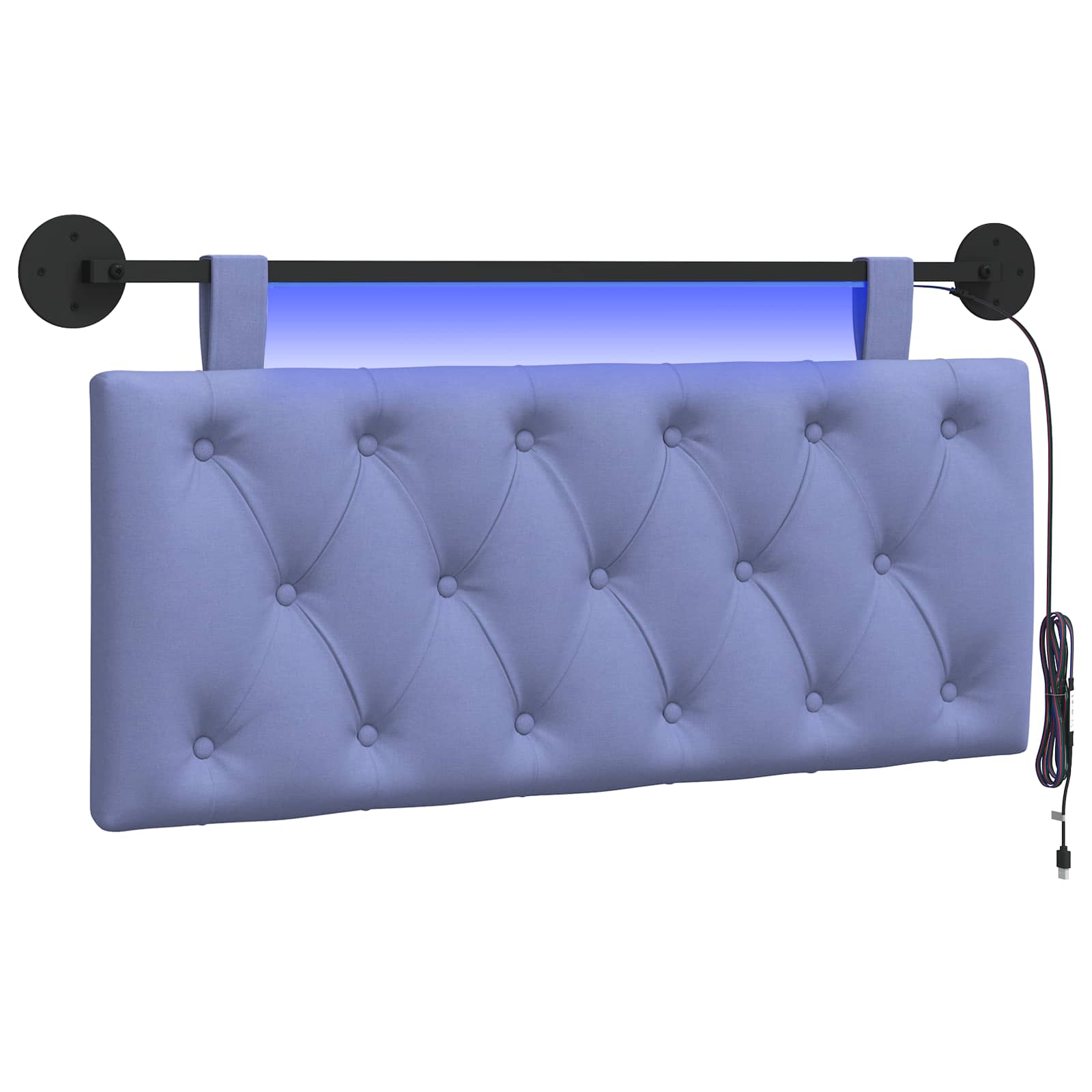 vidaXL Hangend hoofdbord Jeans Blauw Stof, foto 3
