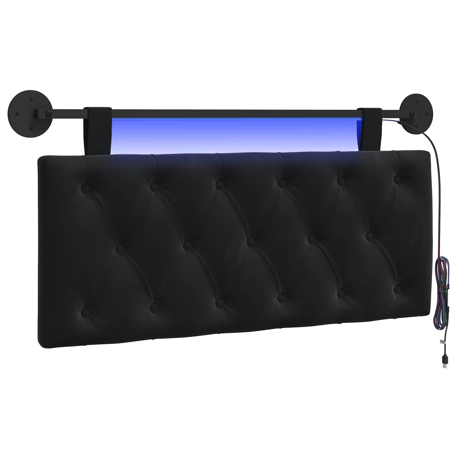 vidaXL Hangend hoofdbord Zwart Fluweel, foto 3