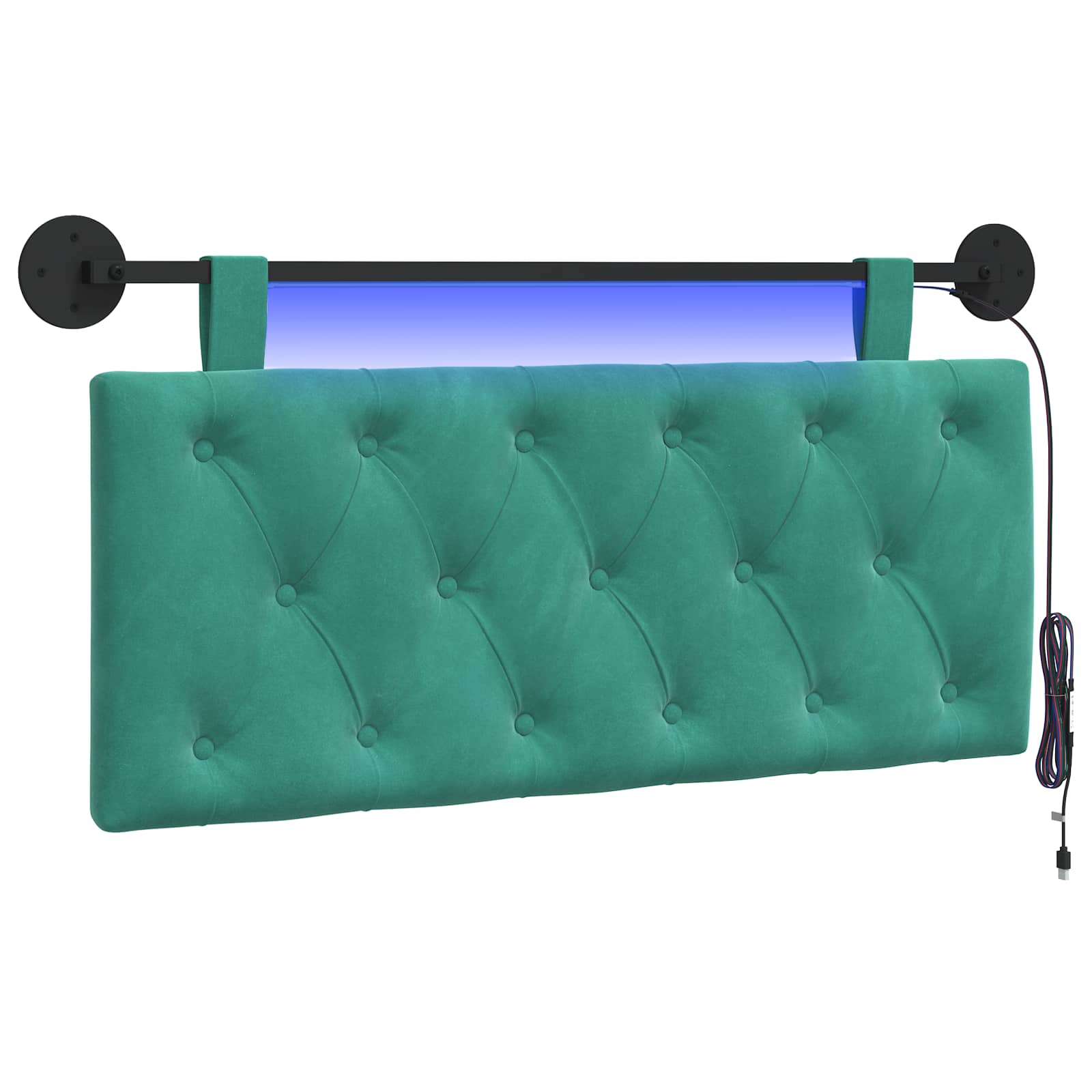 vidaXL Hangend hoofdbord Turquoise Fluweel, foto 3