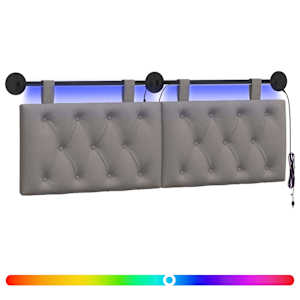 Závěsné čelo postele S LED osvětlením Taupe Textil - obrázek 2