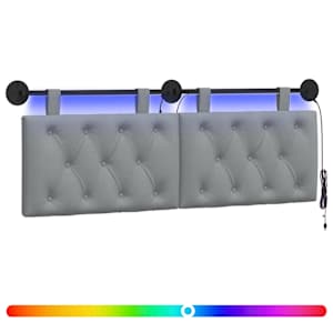 Závěsné čelo postele S LED osvětlením Světle šedá Textil - obrázek 2