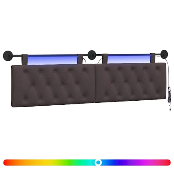 vidaXL Rippuv voodipeats LED-valgustusega Tume pruun kangas