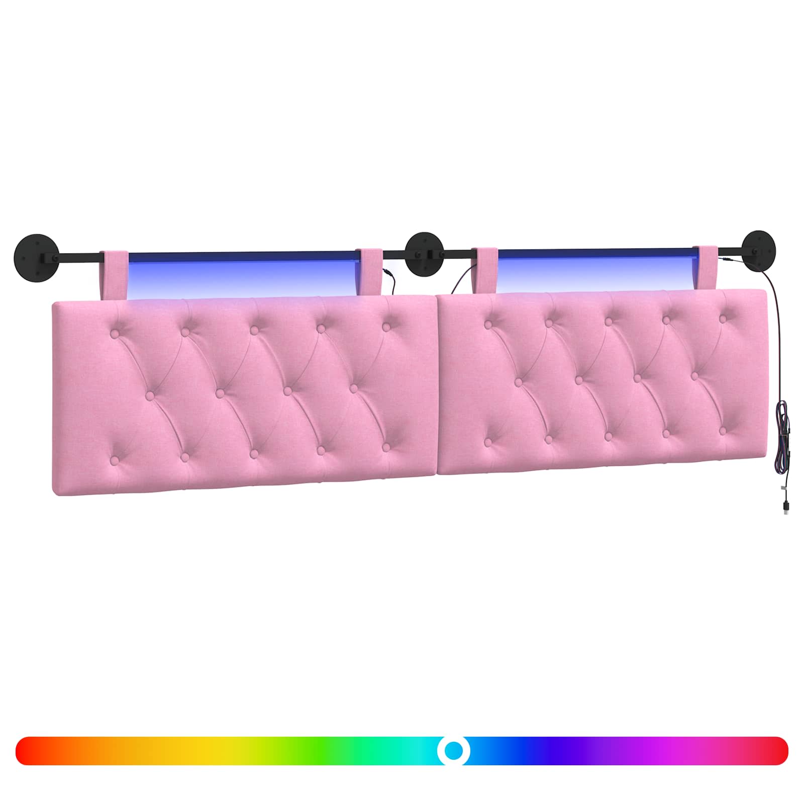 vidaXL Hangend hoofdbord Roze Stof, foto 3