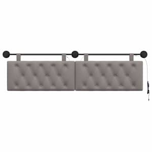 Závěsné čelo postele S LED osvětlením Taupe Textil - obrázek 6