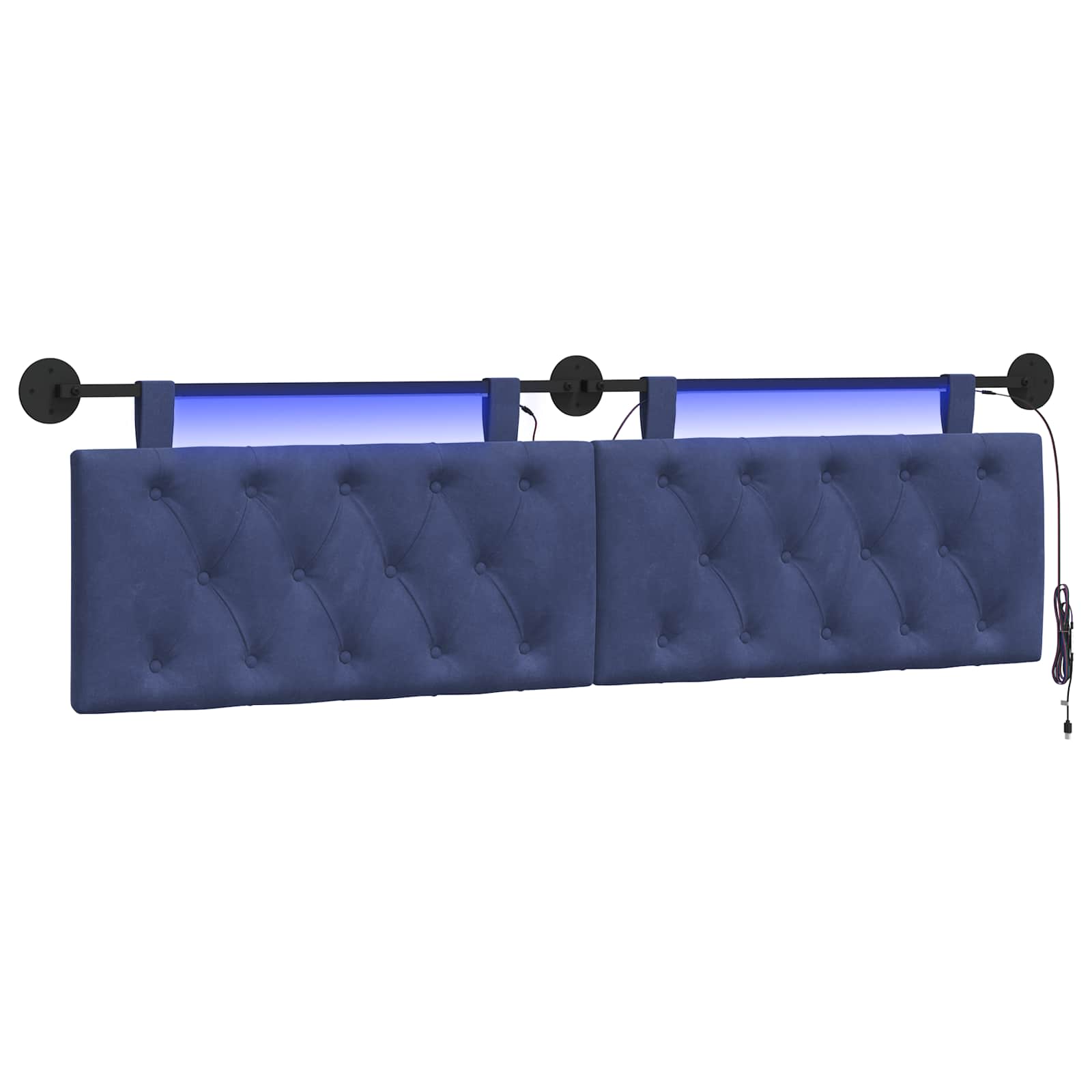 vidaXL Hangend hoofdbord Politieblauw Fluweel blauw, foto 3