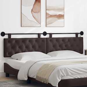Závěsné čelo postele S LED osvětlením Tmavě hnědá Textil - obrázek 1