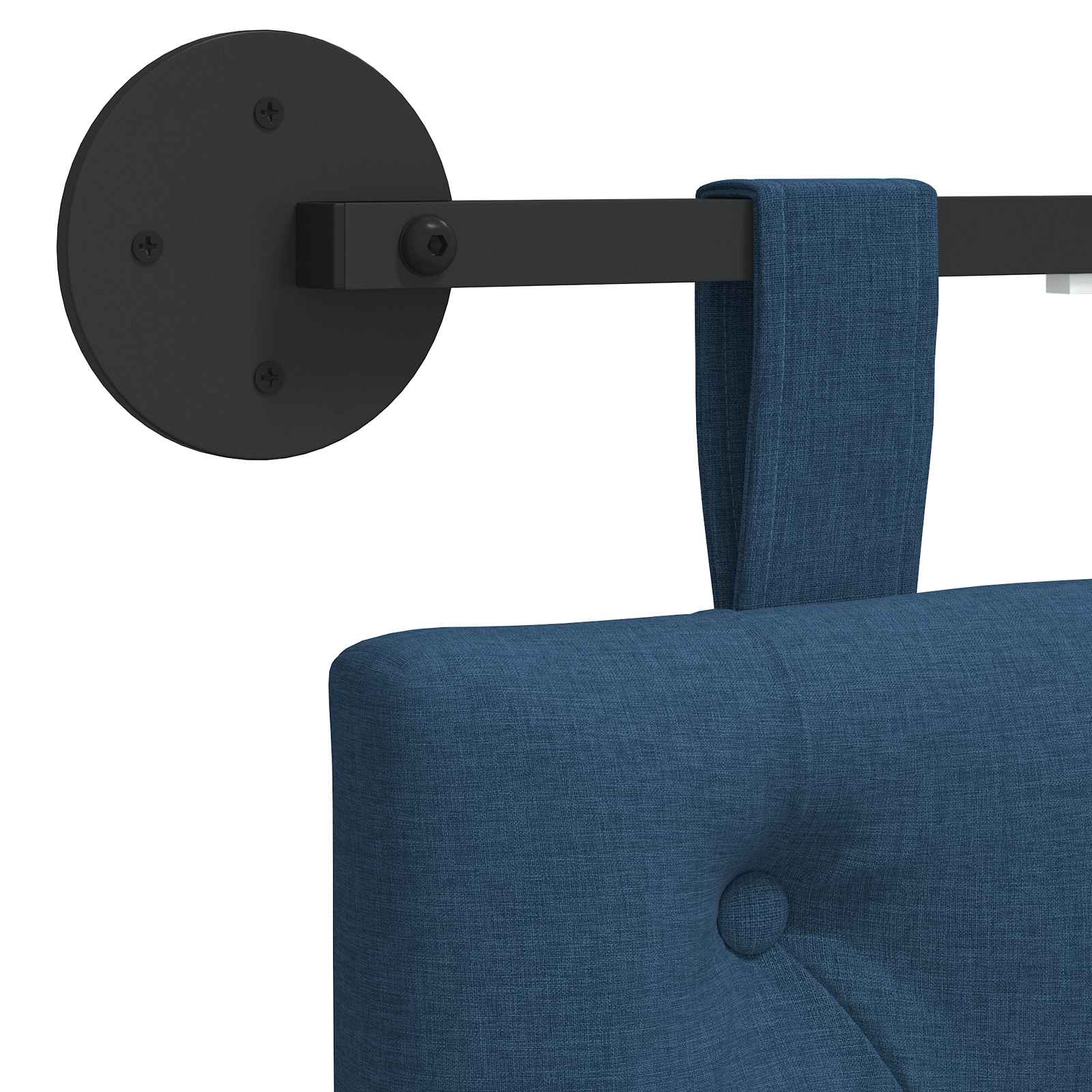 vidaXL Hangend hoofdbord Met LED-verlichting Blauw Stof
