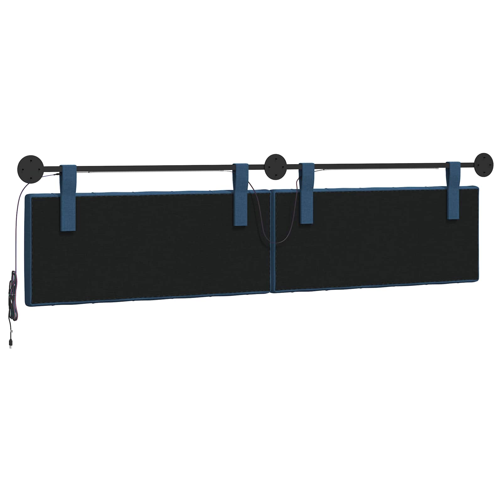 vidaXL Hangend hoofdbord Met LED-verlichting Blauw Stof