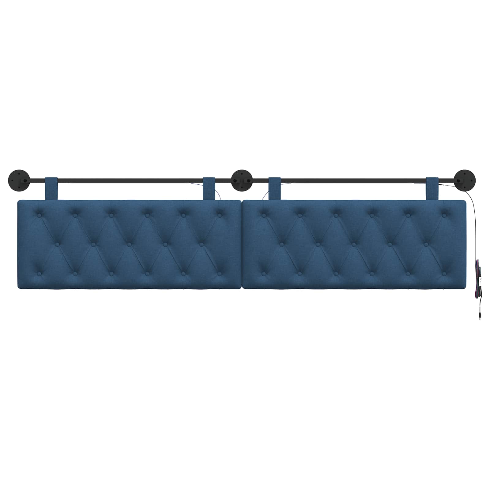 vidaXL Hangend hoofdbord Met LED-verlichting Blauw Stof