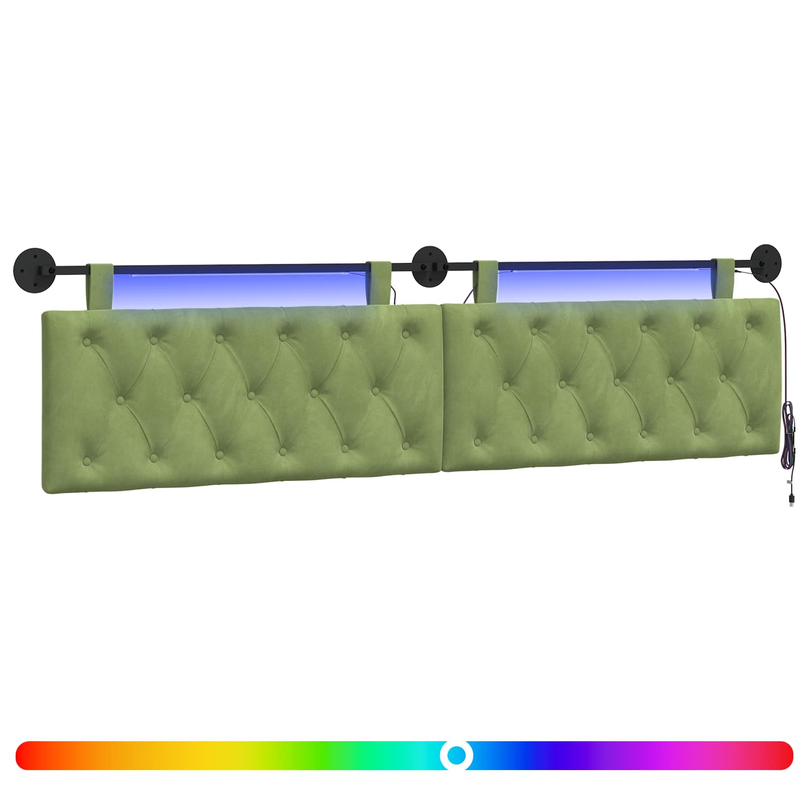 vidaXL Hangend hoofdbord Lichtgroen Fluweel groen, foto 3
