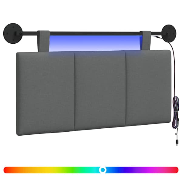 vidaXL Rippuv voodipeats LED-valgustusega Tumehall kangas