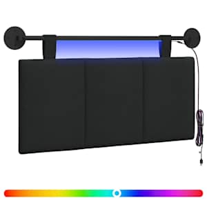 vidaXL Rippuv voodipeats LED-valgustusega Must kangas