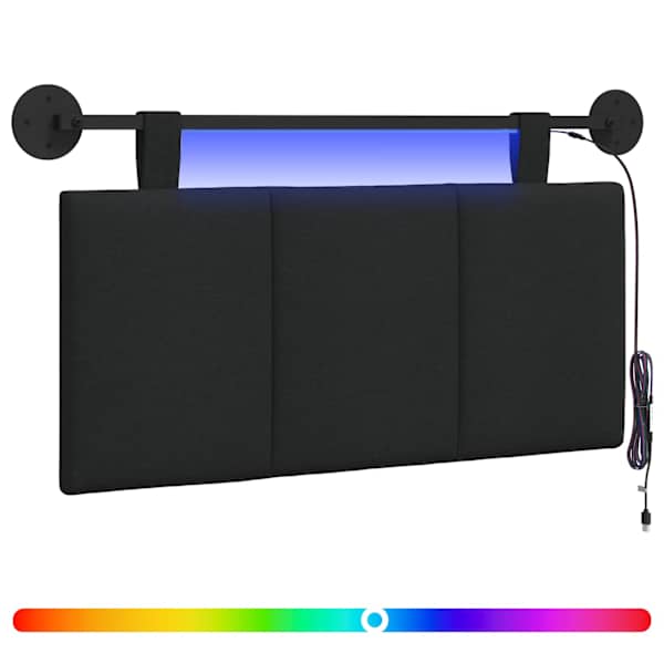 vidaXL Rippuv voodipeats LED-valgustusega Must kangas