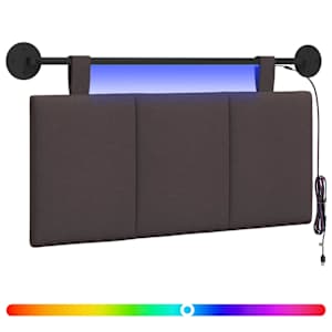 vidaXL Rippuv voodipeats LED-valgustusega Tume pruun kangas