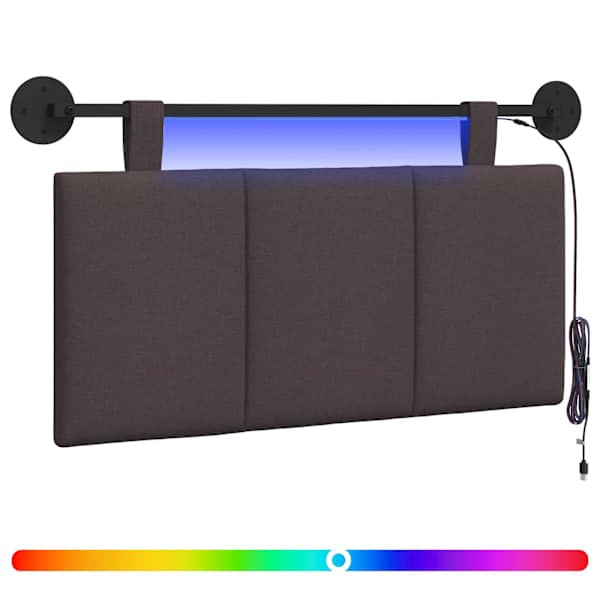 vidaXL Rippuv voodipeats LED-valgustusega Tume pruun kangas