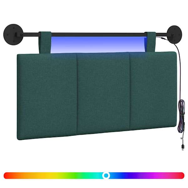 vidaXL Rippuv voodipeats LED-valgustusega Tumeroheline kangas