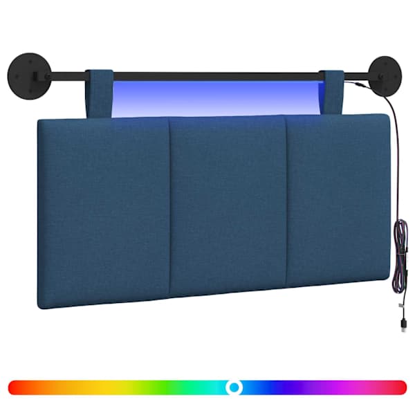 vidaXL Rippuv voodipeats LED-valgustusega Sinine kangas